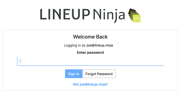 forgot password reset Lineup Ninja
