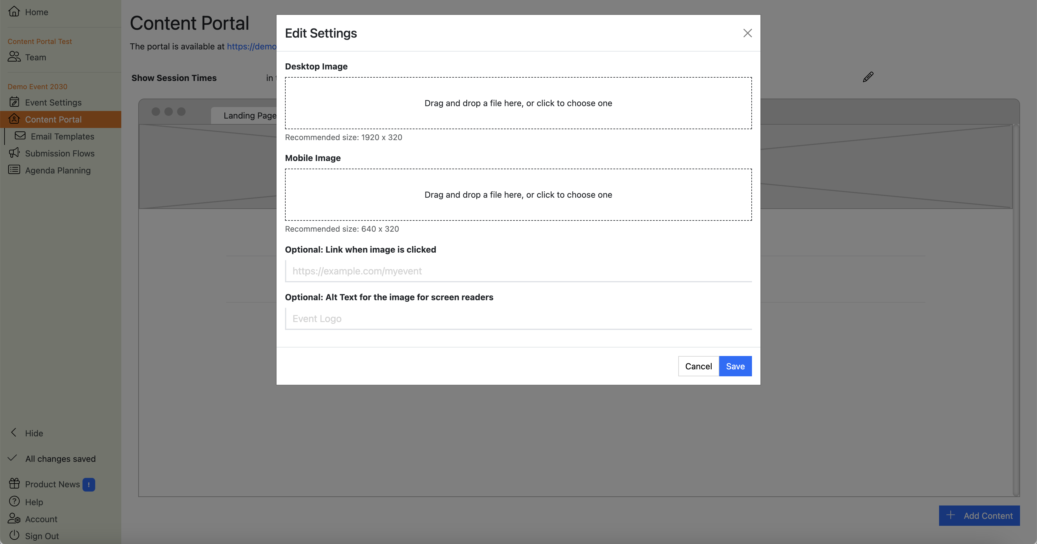 Screenshot of the Banner Upload dialogue box