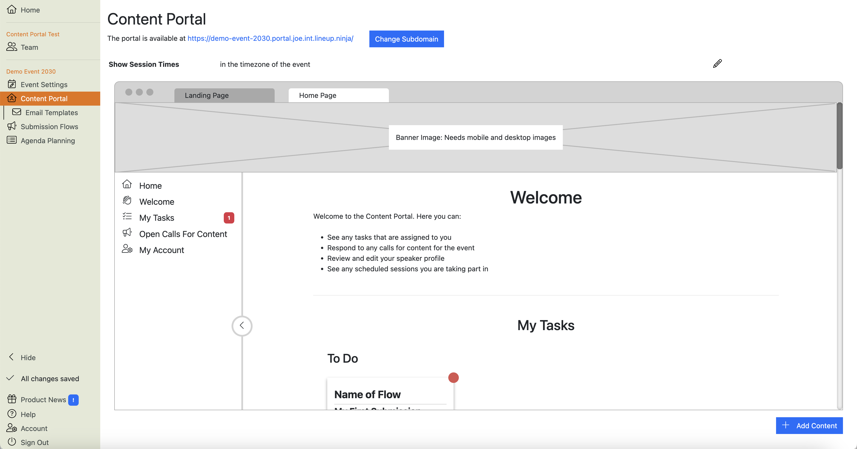 Content Portal Configuration View