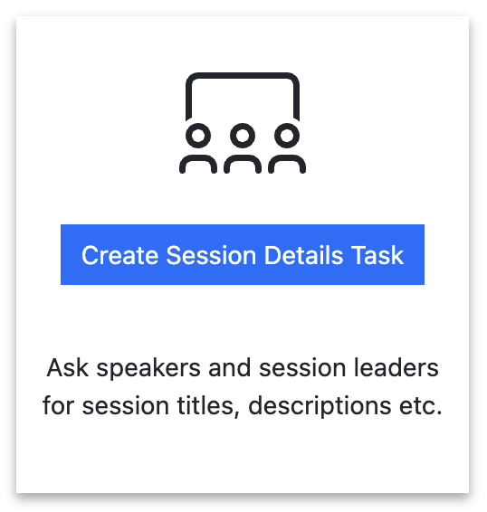 Screenshot of the Create Session Details Task button