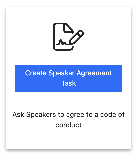 Screenshot of the ‘Create Speaker Agreement Task’ tile