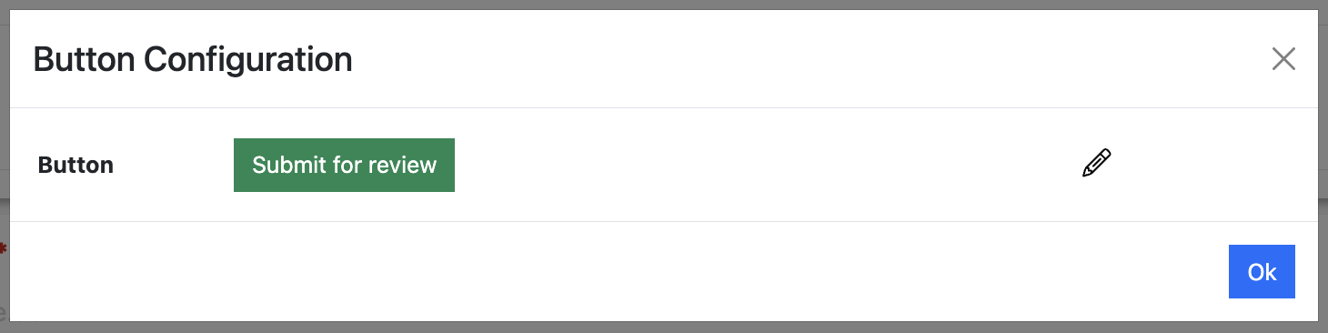 Screenshot showing the Speaker Task form button editor popup