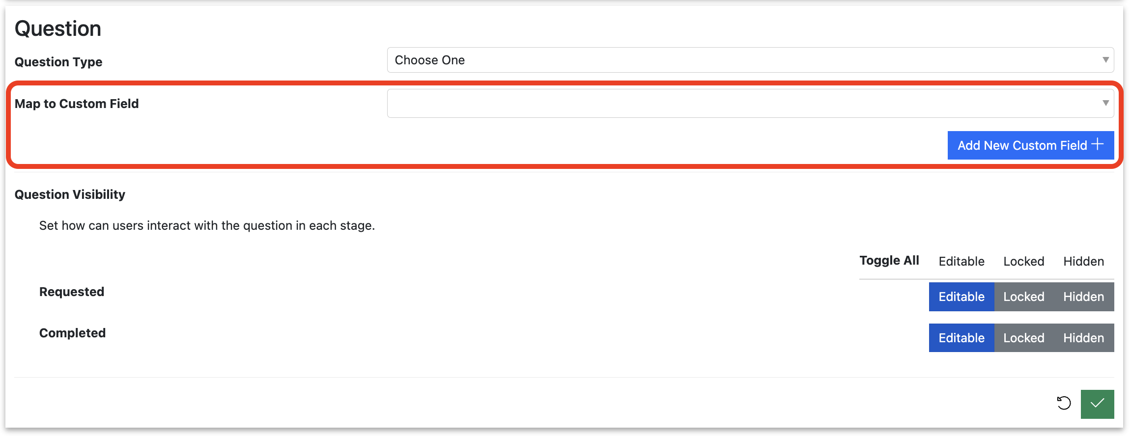 Screenshot of the Speaker Task configuration view showing a new custom question open for editing, with the custom field mapping section highlighted